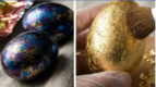 Космически мрамор или злато? Два начина за боядисване на яйца с фолио