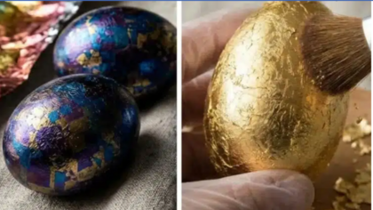 Космически мрамор или злато? Два начина за боядисване на яйца с фолио